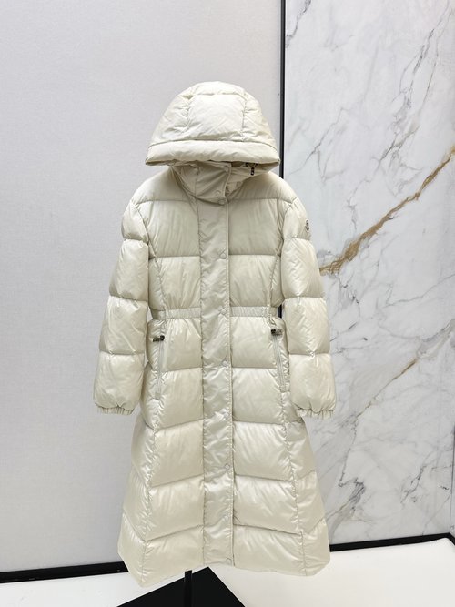 Moncler Drawstring Waist Umbrella Shape Knit Collar Down Jacket