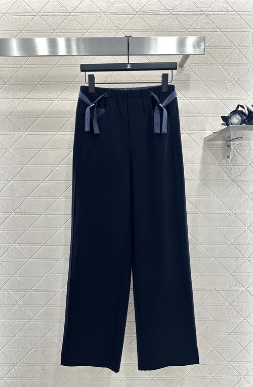 Loewe Imported Rayon Straight-Leg Trousers with Side Belt Buckles