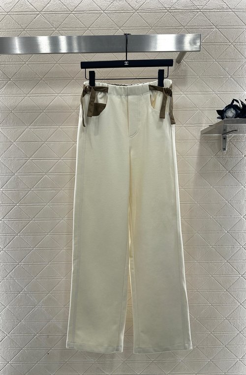 Loewe Imported Rayon Straight-Leg Trousers with Side Belt Buckles