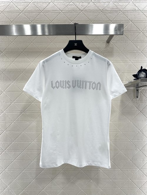 Louis Vuitton Cotton Ironed Rivet Short-Sleeve T-Shirt with Brand Logo