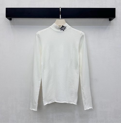 Louis Vuitton Custom Imported Wool Turtleneck with Iconic Clover Logo Accent