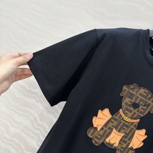 Fendi Limited T-shirt with 3D Embroidery, Soft Cotton Knit