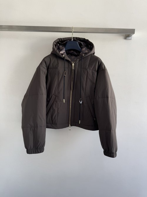 Louis Vuitton Hooded Down Jacket with LV Monogram Lining for a Luxury Look