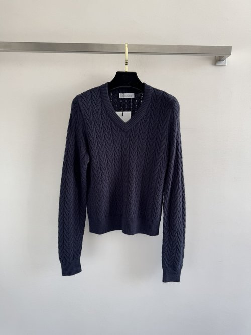 Max Mara V - Neck Sweater with Hollow Design, Suitable for Various Occasions