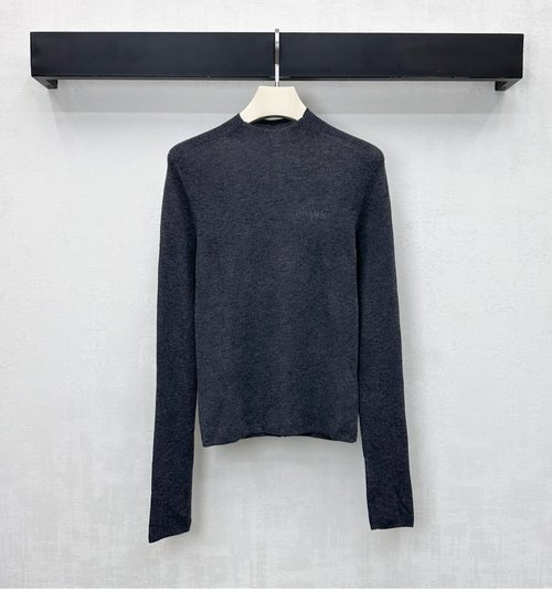 Prada Custom Imported Wool Blend Logo Bodysuit with Embroidered Logo