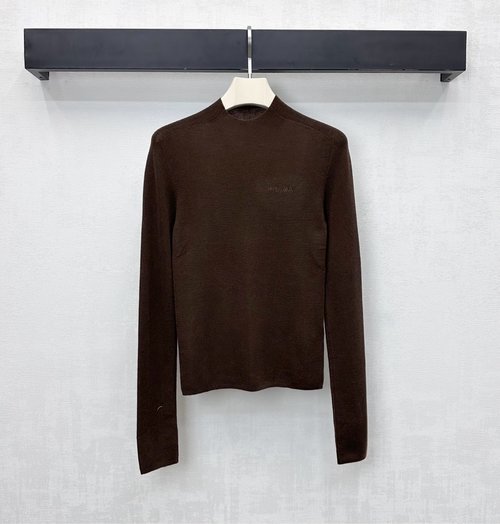 Prada Custom Imported Wool Blend Logo Bodysuit with Embroidered Logo