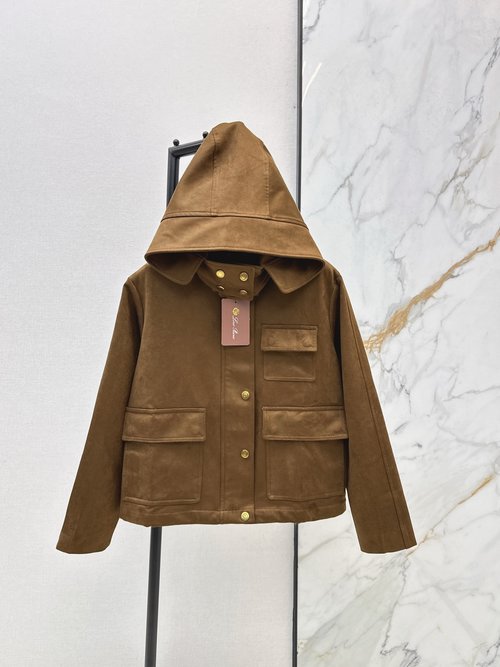 Loro Piana Fashionable Hooded Trench Coat in Custom Suede