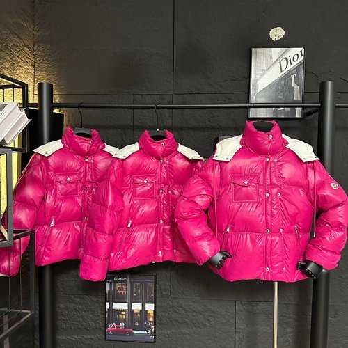 Moncler Detachable Hooded Down Vest with Black, White & Rose Logo Patch