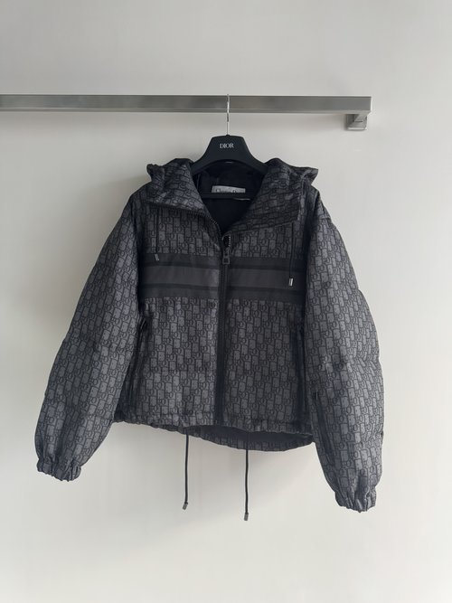 Dior Classic D Monogram Hooded Windproof Down Jacket