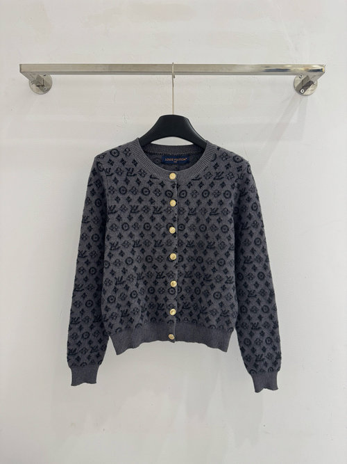Louis Vuitton Knit Round Neck Cardigan with Classic Logo, Understated Luxury