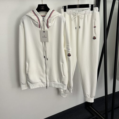 Moncler Sports Set with Side Logo, Hooded Jacket and Cuffed Pants