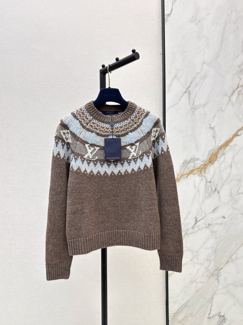 Louis Vuitton Ski Series Fair Isle Knitted Sweater with Ice Gradient Design