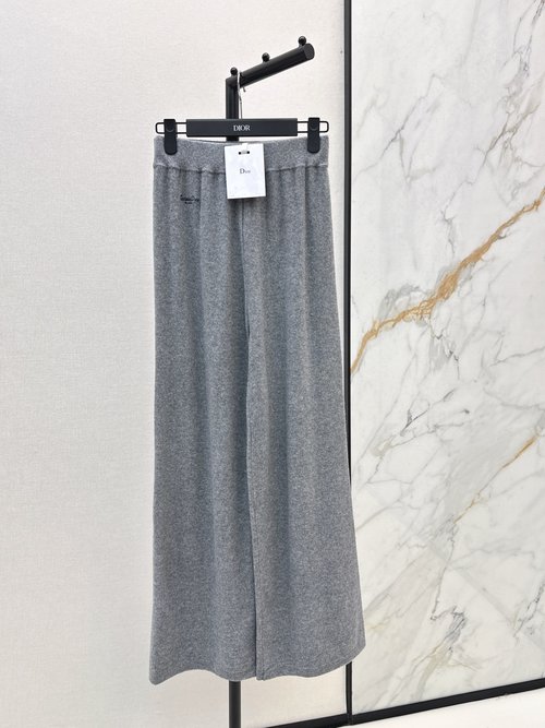 Dior Limited Edition Letter-Embroidered Cashmere Wide-Leg Trousers