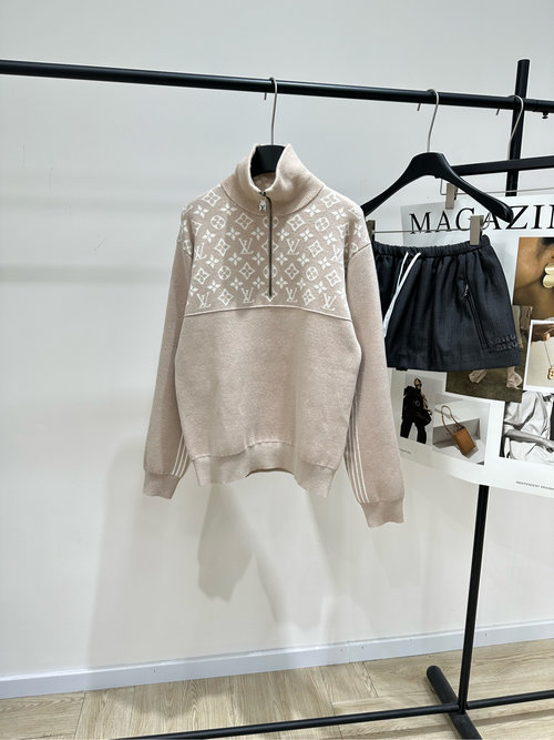 Louis Vuitton SKI Series Half - Zip Sweater with Four - Leaf Clover Emblem