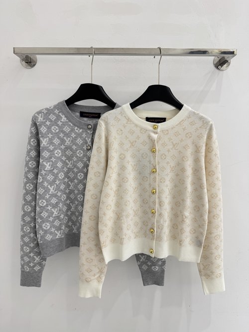 Louis Vuitton LV Round Neck Cardigan, Monogram Pattern, Soft & Breathable