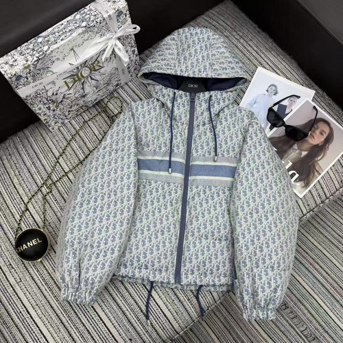 Dior Classic Monogram Hooded Puffer Jacket with 90% Down