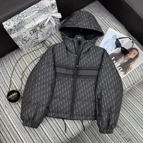Dior Classic Monogram Hooded Puffer Jacket with 90% Down