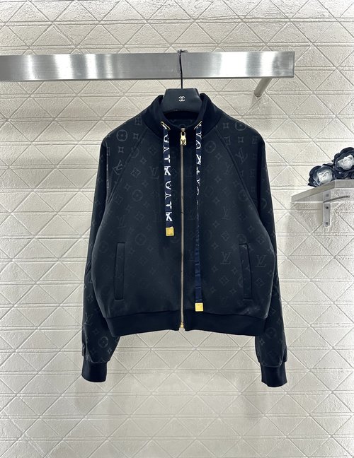 Louis Vuitton Dark Pattern Drawstring Jacket and Pants Set with Four-Leaf Clover Embellishment