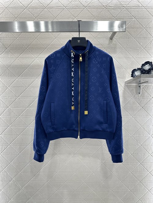 Louis Vuitton Dark Pattern Drawstring Jacket and Pants Set with Four-Leaf Clover Embellishment