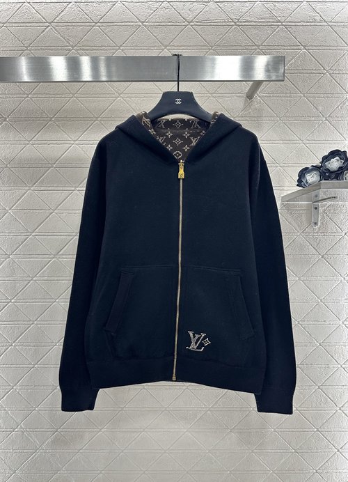 Louis Vuitton Reversible Knit Zip-up Hoodie with Logo