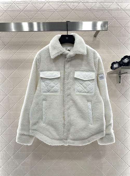 Loewe Teddy Fleece Button-up Jacket with Logo and Patchwork Design