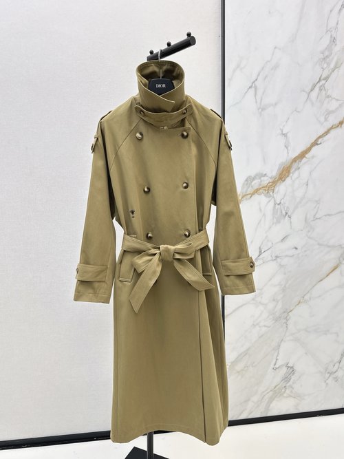 Dior Popular Long Trench Coat with Retro H-Profile, Classic Style