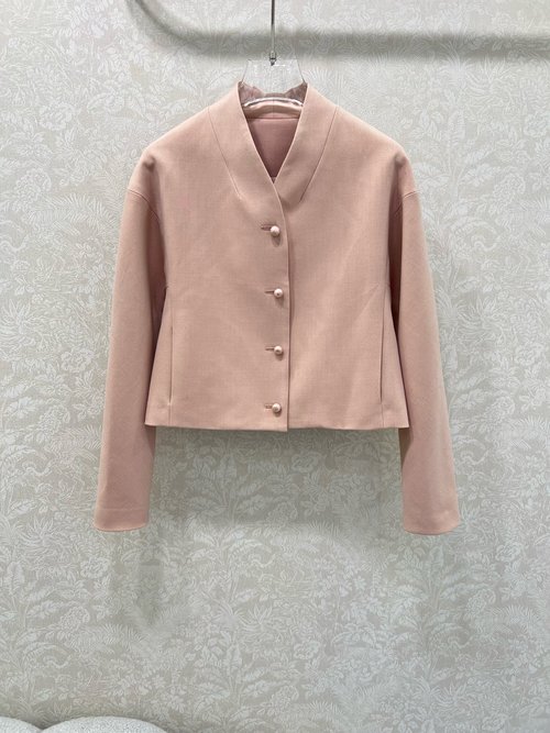 Dior Chinese Style V-Neck Pearl-Button Coat, Gentle and Graceful