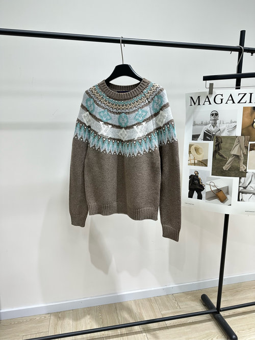 Louis Vuitton Fair Isle Sweater in Blue-Brown, Warm and Stylish