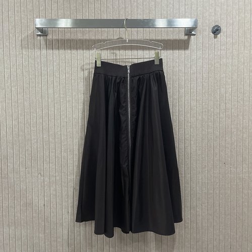 Prada High-Waisted Umbrella Nylon Skirt with Three-Dimensional Pleated Hem