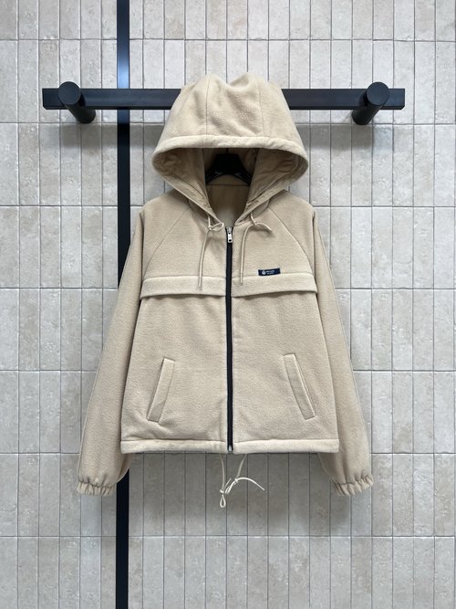 Dior Fleece Hooded Jacket with Classic Embroidered Logo for Casual Outings