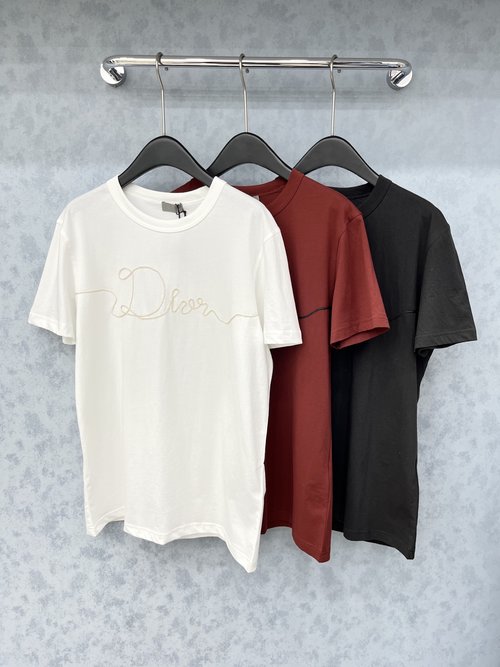 Dior Exquisite Loose-Fit Solid-Color Short-Sleeved T-Shirt, Fashionable Choice