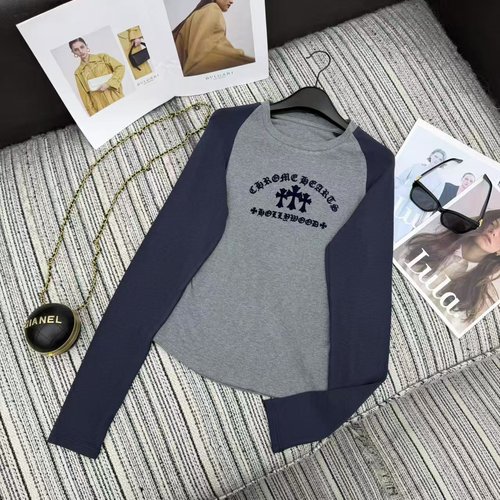 Chrome Hearts Letter Flocking Contrast Color Long-Sleeve T-Shirt