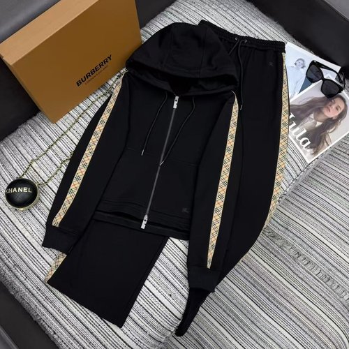 Burberry Recommended New Checked Knit Hoodie with Straight-leg Pants and YB Zipper