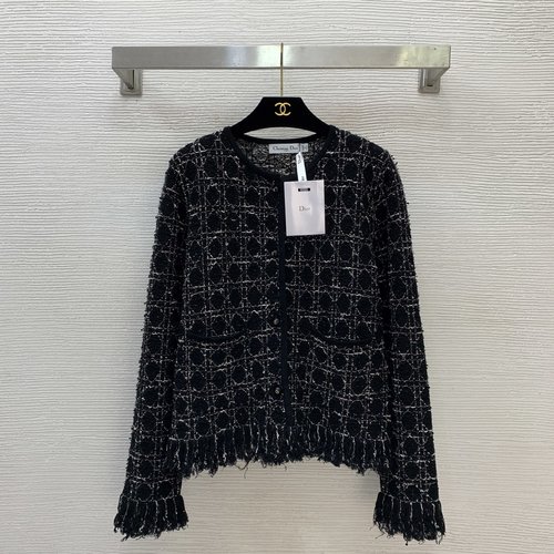 Dior Custom Tartan Knit Open-front Cardigan