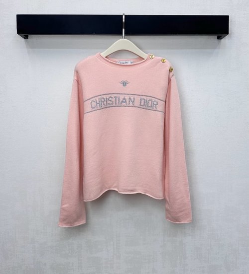 Dior Customized Woolen Crew Neck Long-sleeve Top with Star Emblem