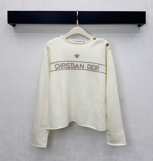 Dior Customized Woolen Crew Neck Long-sleeve Top with Star Emblem