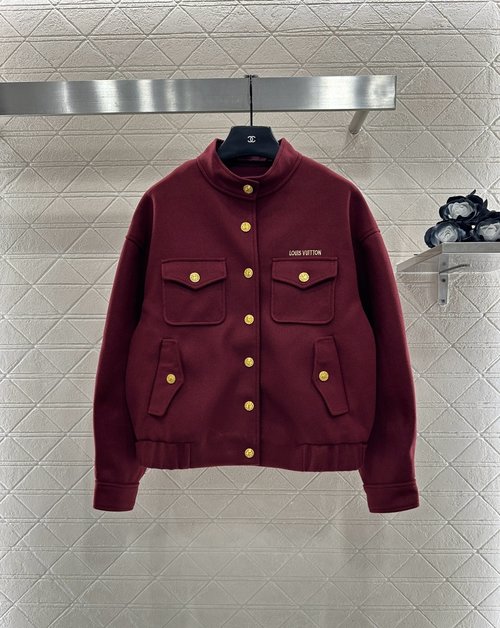 Louis Vuitton Button Pocket Jacket with Elastic Design and Logo Embellishment
