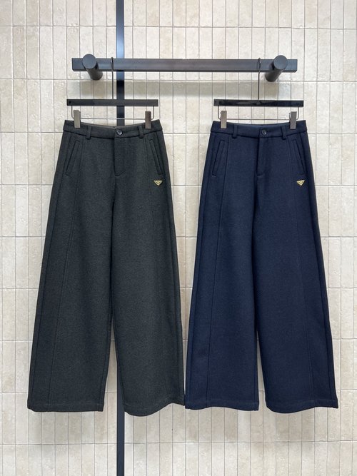 Dior Triangle Logo High Waist Loose Flared Trousers for General Wear