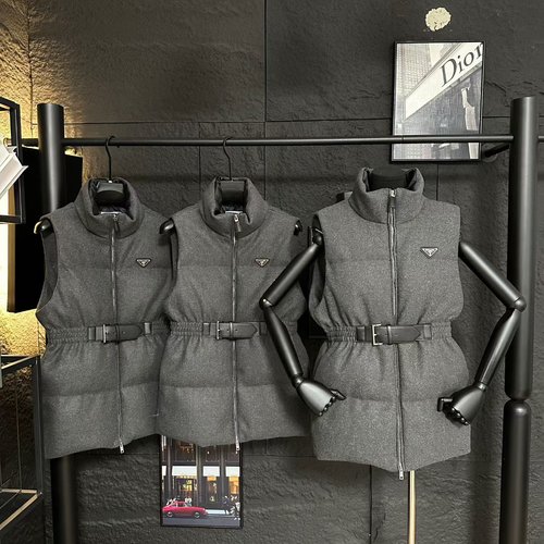 Prada Waist - Belted Woolen Down Vest for Street - Style Layering