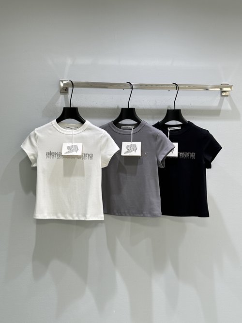 Alexander Wang Elastic Cotton Knit T-Shirt with Brand Logo