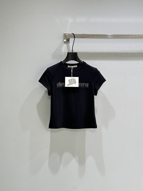 Alexander Wang Elastic Cotton Knit T-Shirt with Brand Logo