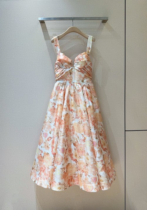 Zimmermann Heart-shaped Neckline Mid-length Dress in Silk Linen Organza