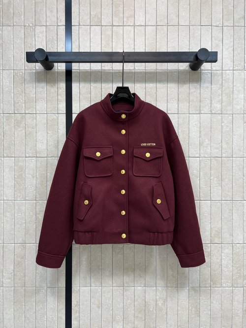 Louis Vuitton Metal-Buttoned Wool Collared Jacket for Versatile Use