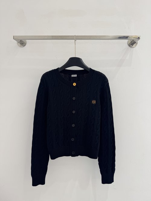 Loewe Classic Round Neck Sweater with Button Design and Twisted Knit