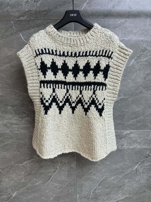 Dior Fair Isle Sleeveless Vest, Retro and Comfortable
