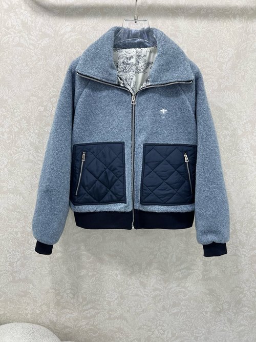 Dior Patch Pocket Woolen Coat with Embroidered Logo