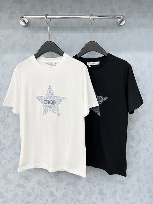 Dior High-Quality Beaded Embroidery Short Sleeve T-Shirt