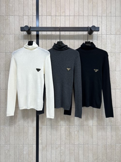 Dior Triangle Logo High Neck Wool Blend Sweater - Soft and Warm