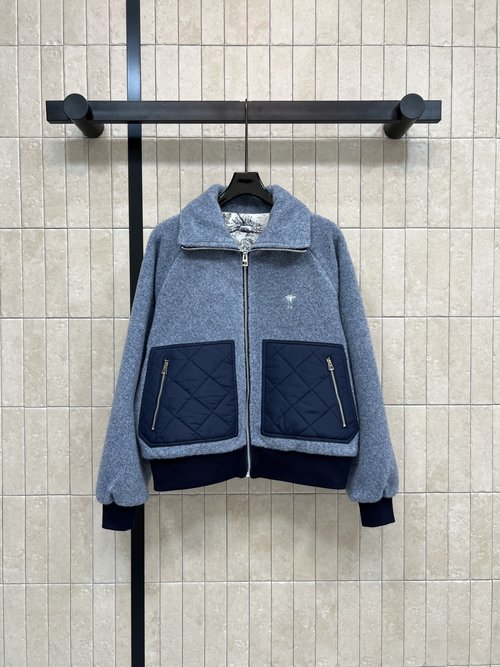 Dior Fleece-Lined Jacket with Forest Animal Lining and Zipper Detailing