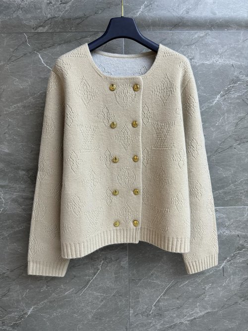 Louis Vuitton Double-breasted Hollowed-out Cardigan with Classic Motif